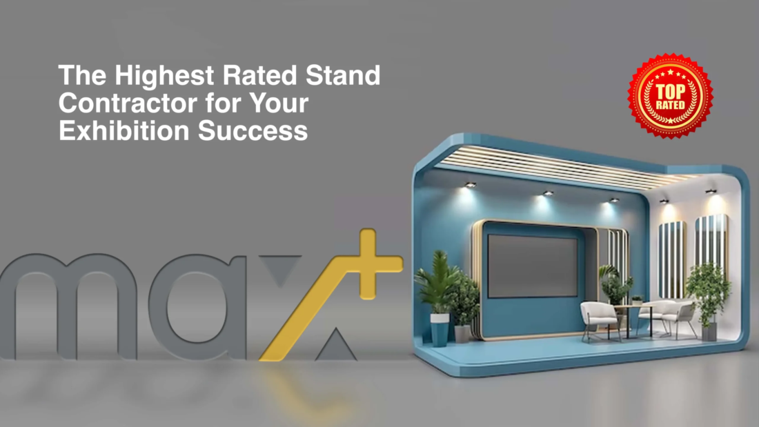 A professional exhibition stand designed by the highest-rated stand contractors, featuring a sleek and innovative layout that attracts visitors.